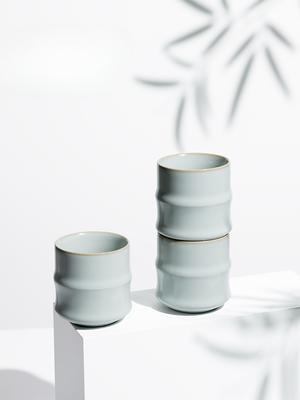 Tea Cup Ceramic Crackle Glaze Solid Color Festival Couple Gift Set Handmade New Chinese Retro Personal Home Desktop Decoration
