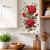 Botanical Wall Decoration for Living Room Red Rose Sticker, Watercolor Floral Peel and Stick Decal Boho Style Art Bedroom, Self-Adhesive Removable