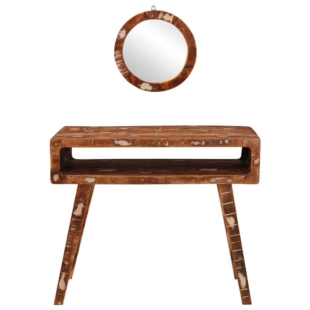 Makeup Table in Brown 90 x 76 x 45 cm Solid Upcycled Wood