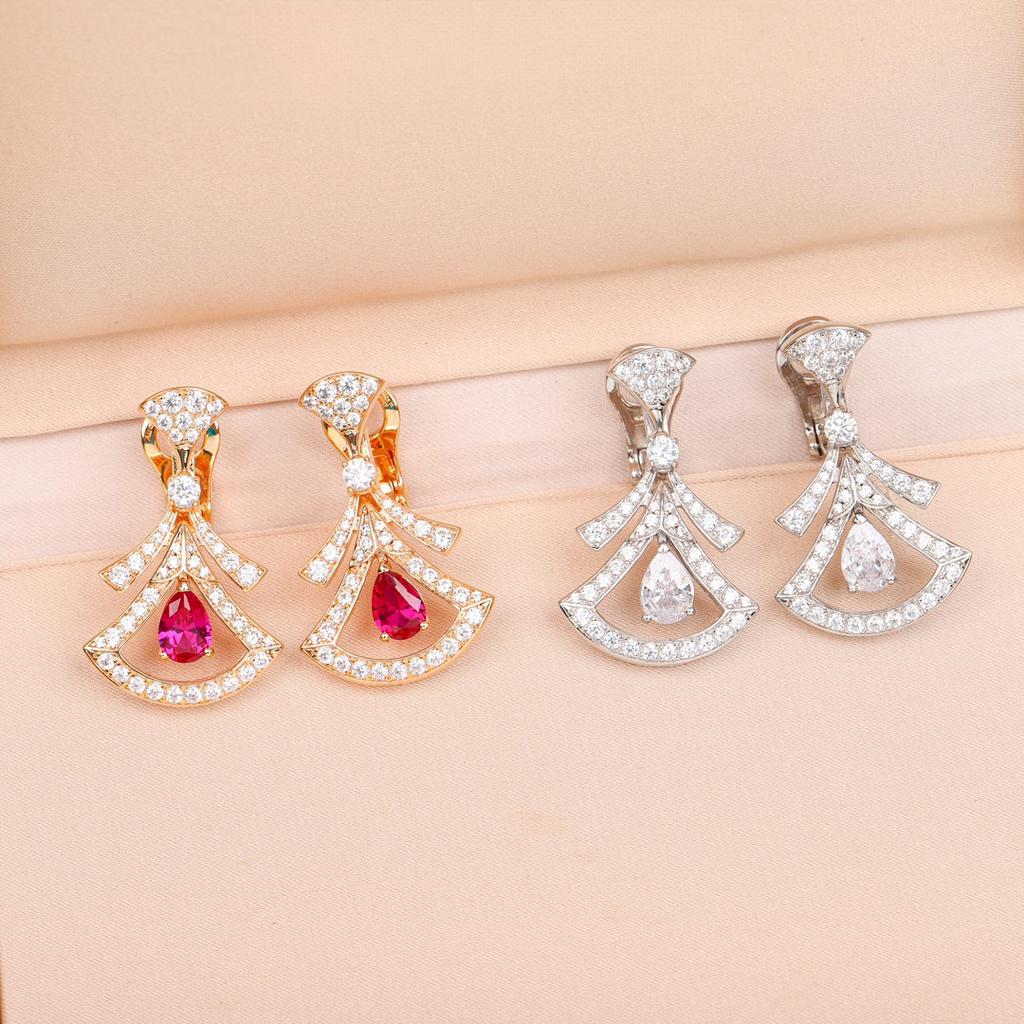 New Hot Brand Vintage Zircon Earrings for Women Luxury Jewelry Fashion Designer Eardrop Pure 925 Sliver Party Clip Earrings