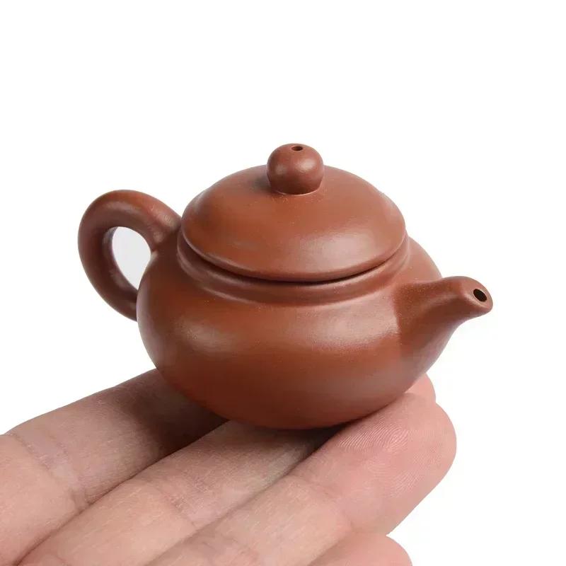 Mini Pocket Pottery Teapot Enameled Hand Teapot Handstand Fingertip Kettle Darkred Enameled Pottery Teaset Accessories Tea Pet