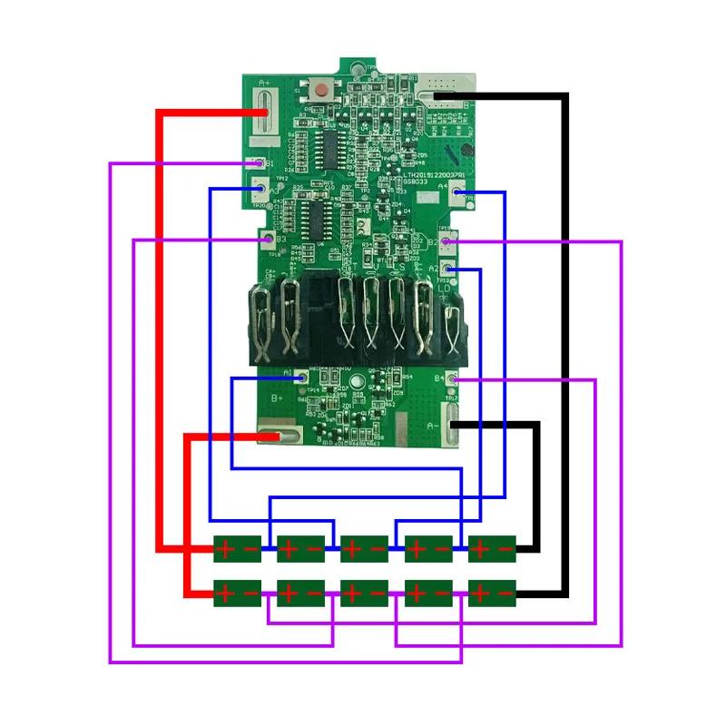 BSL36A18 Battery 10 X 18650 BMS PCBA Charging Protection Board Circuit For Hitachi HIKOKI 36V 18V MultiVolt MV Li-ion Battery
