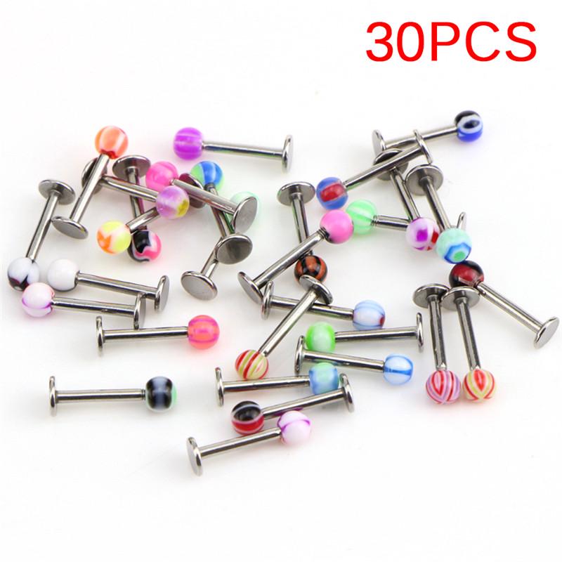 10/30/50 Stück 16G Kugellippenringe Labret Bars Edelstahl Ohrstecker Körperpiercing