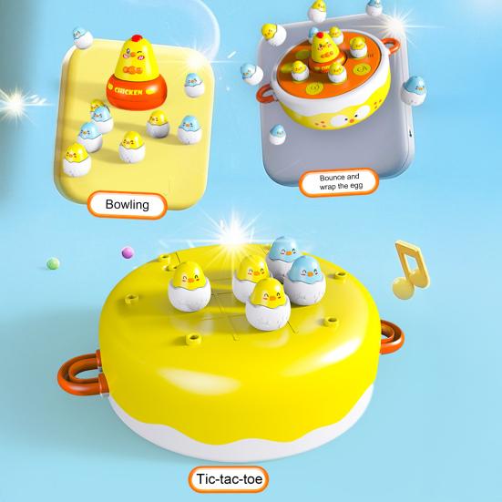1 Set Chicken Launching Fishing Toy Rotating Turntable Cartoon Chick Bounce Catch Board Game Interactive Toddlers Educational