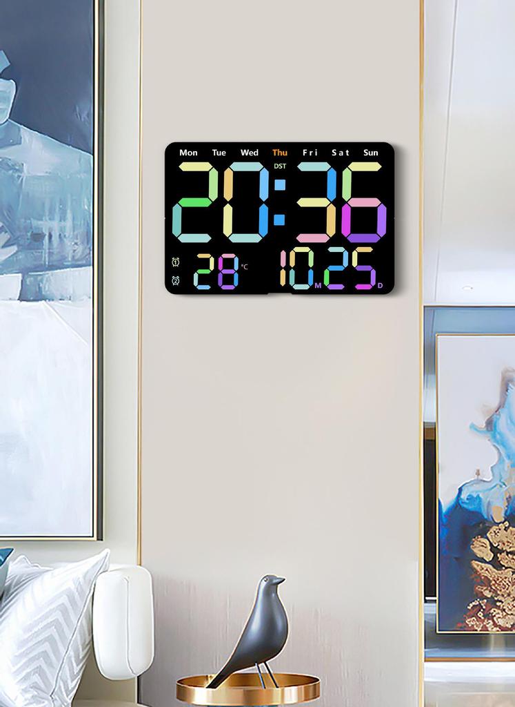 Large LED Digital Alarm Clock - Silent Weekday Display for Living Room
