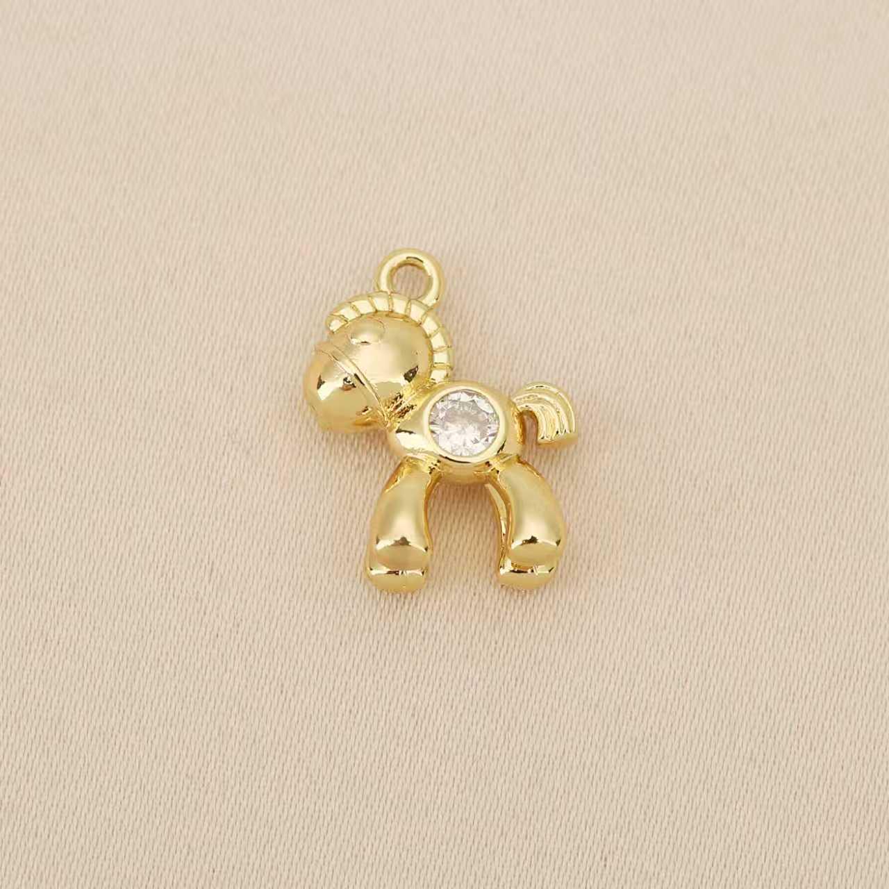 

Liangfei 18k Gold-Plated Three-Dimensional Zodiac Horse Pendant with Diamonds, Cartoon Style - DIY Jewelry Accessory. золотий