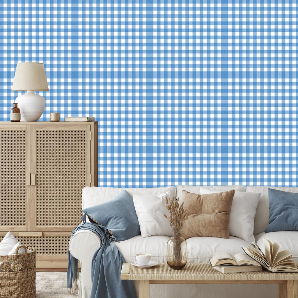 Wallpaper Fabric Pattern Azure and Blue for Living Room and Bedroom 50x1000