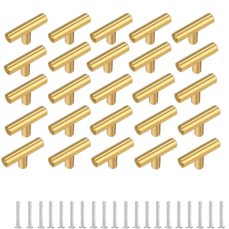 20 Pack Cabinet Knobs Matte Stainless Steel Kitchen Drawer Pulls Single Hole T-Shaped Handles 2 Inch Overall Length