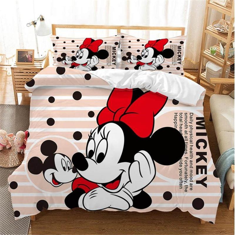

Christmas Mickey Minnie Mouse Bedding Set Cartoon For Children Boys Girl Adult Duvet Cover Christmas Birthday Gift EU SK(260*220cm)3pcs