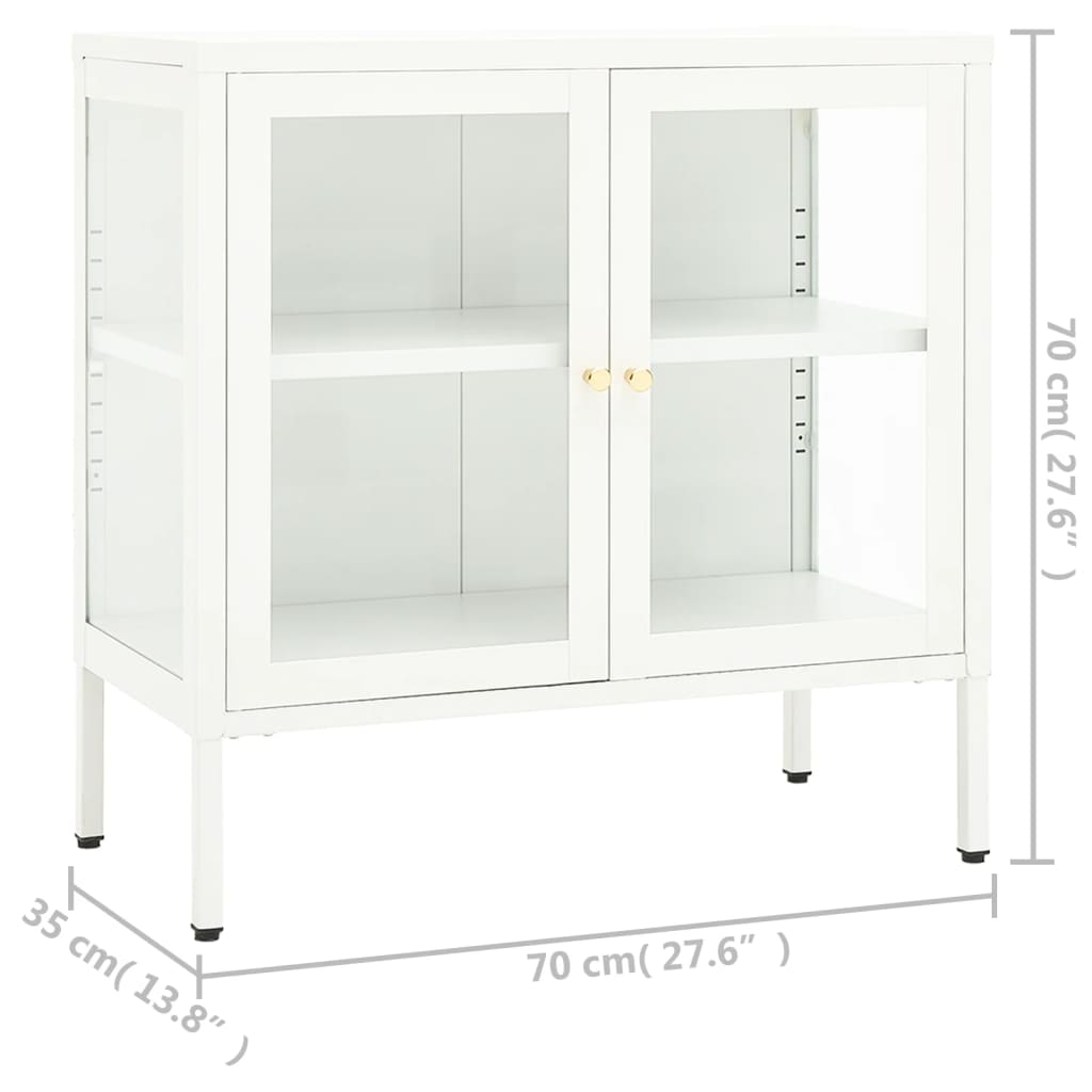 Sideboard White 70 x 35 x 70 cm Steel and Glass