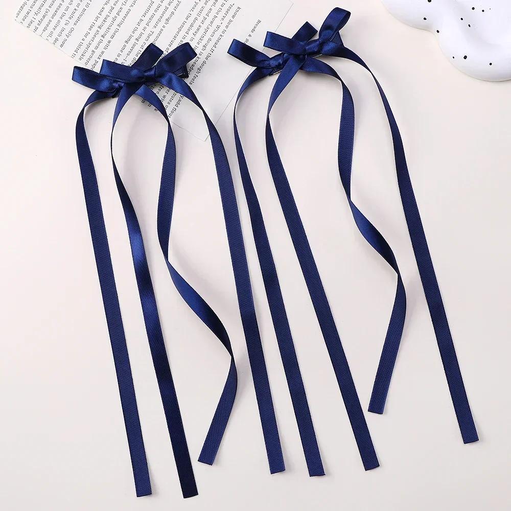 LOVEKIKI 2Pcs Long Tassel Hair Bow Hair Clips for Girl Lovely Ribbon Headwear Ins Party Ponytail Barrette Women Hair Accessories