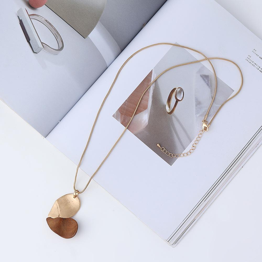 Accessories Pop Geometric Peach Heart Love Necklace Wood Women S Long Sweater Chain