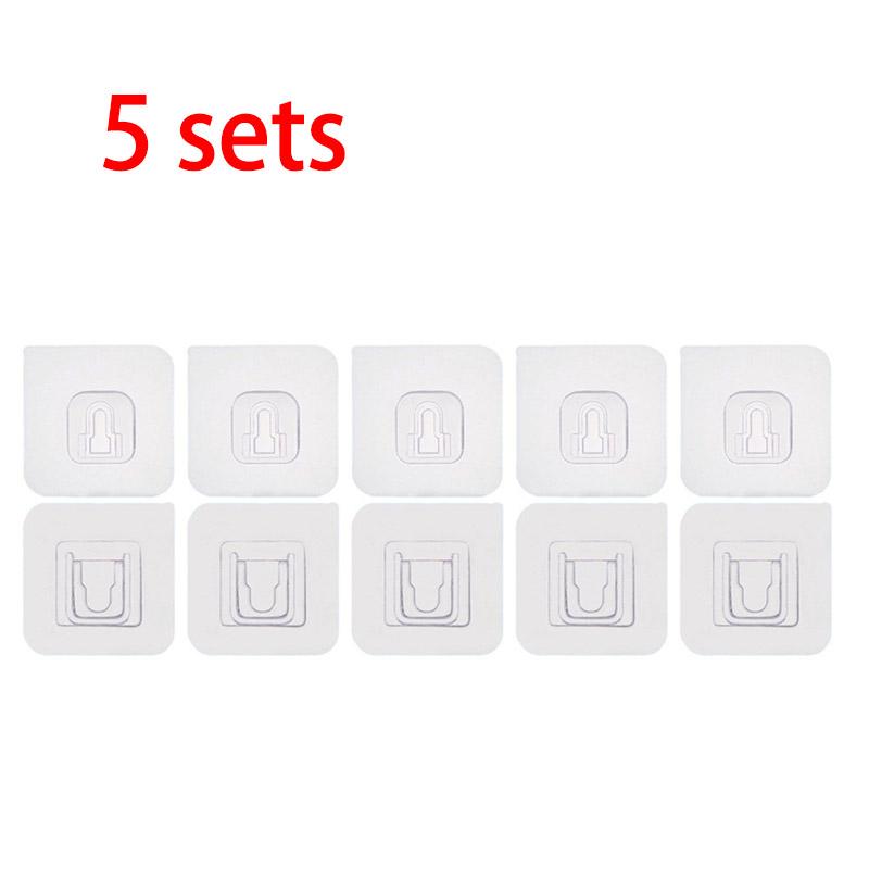 2/5/10PCS Double-Sided Adhesive Wall Hooks Strong Hanging Hooks Transparent Bathroom Organizer Wall Storage Holder Kitchen Tools
