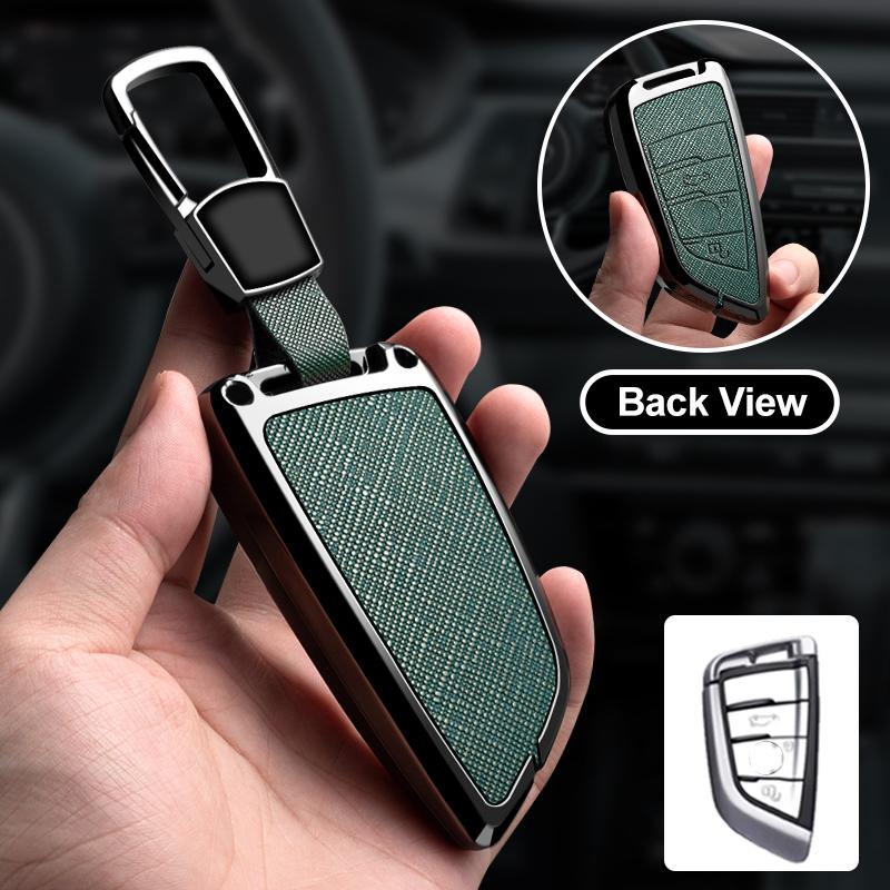 Zinc Alloy Leather Car Key Fob Case For Bmw X1 X3 X4 X5 X6 X7 1 3 5 6 7 Series G20 G30 F39 520 525 G11 F15 F16 G01 G02 F48