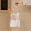 Canvas Shopping Bag, Breathable Mesh Splicing Design, with Reinforced Straps Grocery Tote, for Fruits Vegetables Bread Snacks