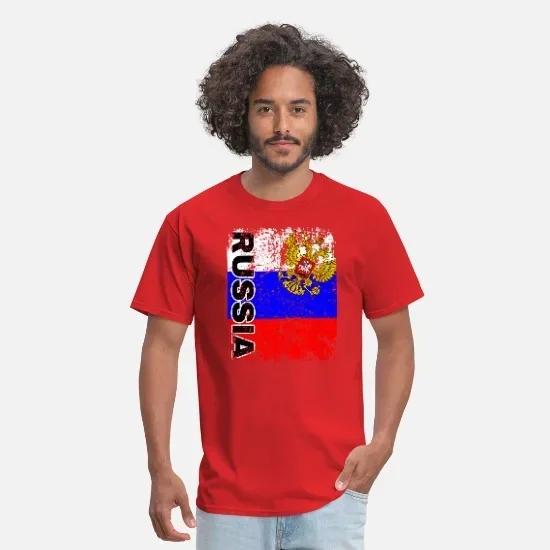Distressed Russian Doubleheaded Eagle Flag Birthday Gift TShirt 100 Cotton ONeck Summer Short Sleeve Casual Mens Tshirt S