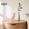 Nordic Style Cat Decor 3D Printed Kitten Sculpture, Minimalist Ornament Matte Geometric Design, Modern Home Black Pink White Statue in White,