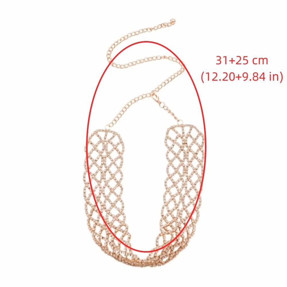 Simple Crystal Hollow Necklace Rhinestone Sparkling Collar Chain  Women