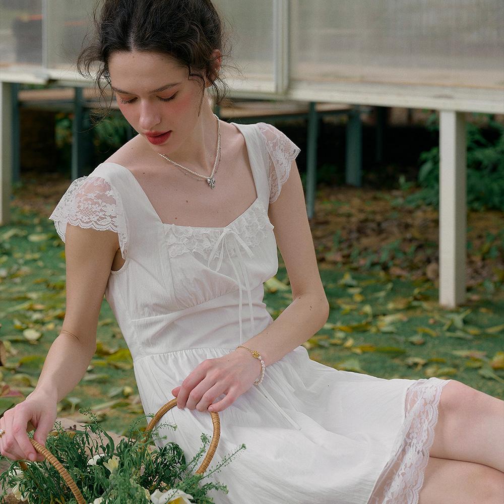Simpeulleteulo Sr_Pure White Short Dress