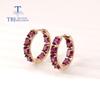 Classic Design Natural Rhodolite Garnet Ring Earring Jewelry Set 925 Sterling Silver for Women Daily Wear Fine Jewelry