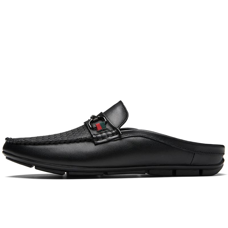 

Модные Премиальные Туфли из Натуральной Кожи, Тапочки, Модные с Круглым Носком, Полузакрытые, Мужские, Удобные для Ежедневной Носки, Комфортные, с Мягкой Подошвой, Повседневная Обувь 38 чёрный