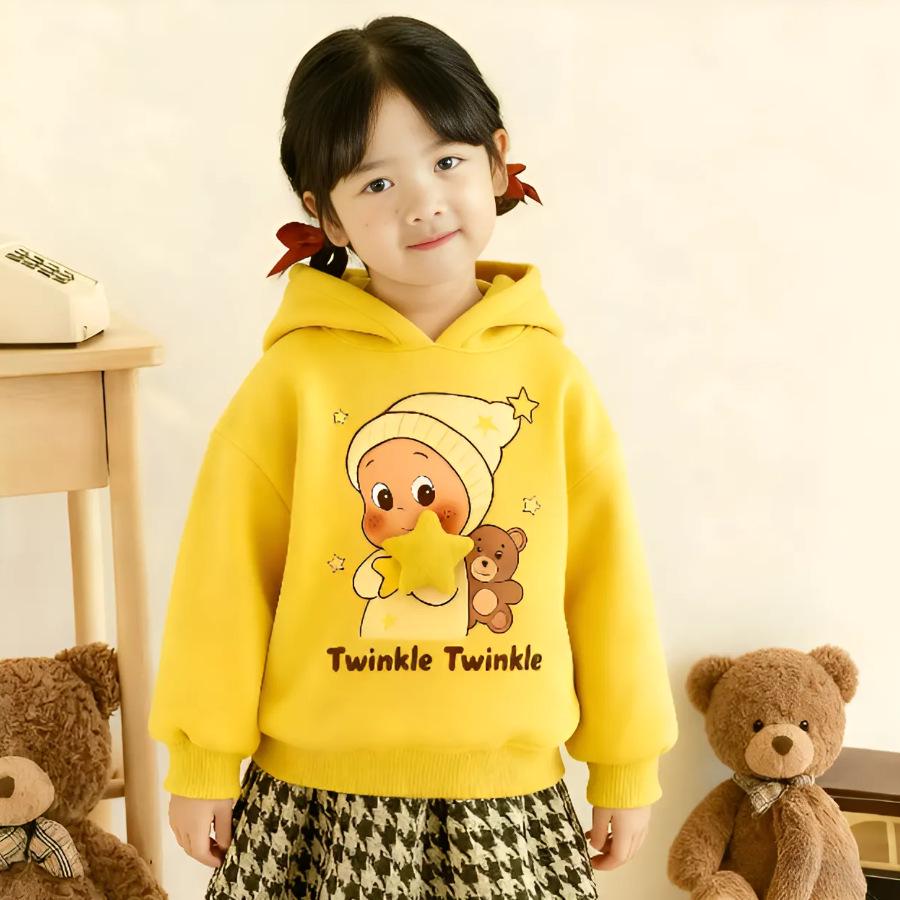 2025 Korean Style Star Hoodie - Versatile & Cute Winter Jacket with Velvet Cotton