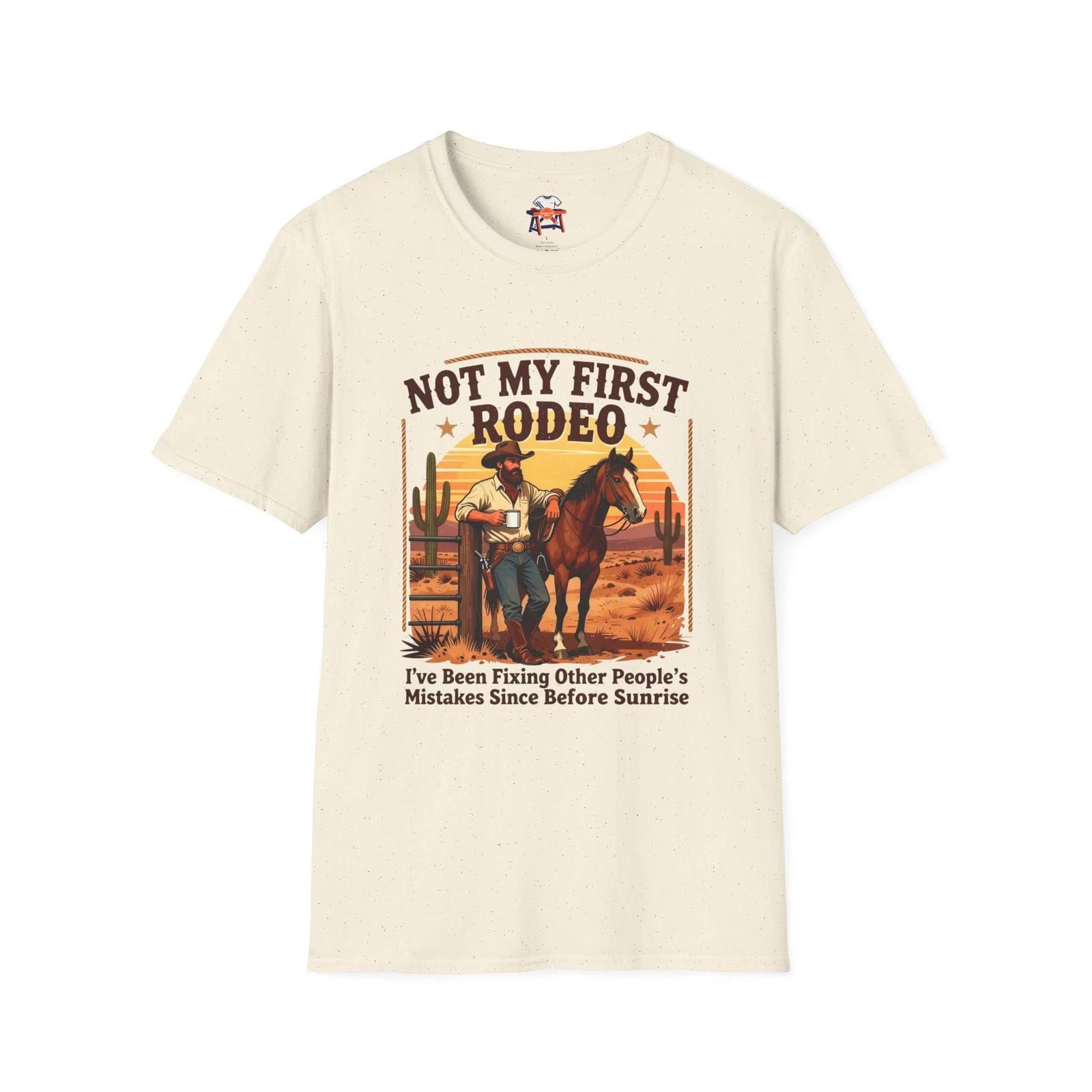 Funny Cowboy Shirt Not My First Rodeo Western Rancher Country T-Shirt L