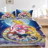 Sailor Moon Crystal Bettwäsche-Set Bettbezug Geschenk für Schlafzimmer, Enthält 1 Bezug und 2 Kissenbezüge, Ohne FüllungB370