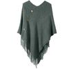 Women's Tassel Shawl Fake Buttons Solid Color Suitable Fashionable Wear Mothers Friends
