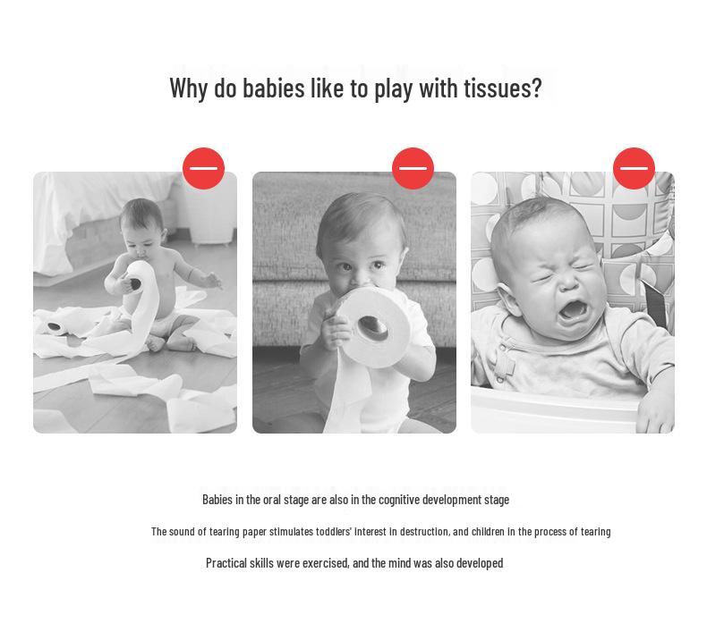 Infant Tear-Proof Tissue Box Toy for Finger Exercise and Simulation Learning