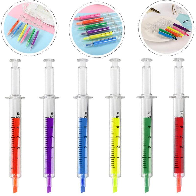24Pcs Ballpoint Pen with Liquid Syringe Injector Shape Office Stationery