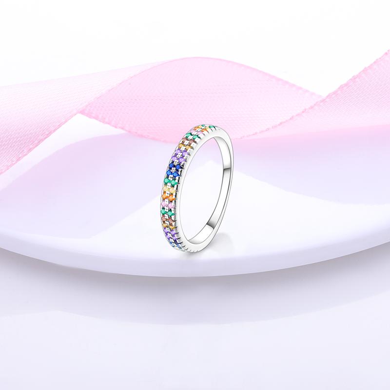 Pandach Genuine Copper Color Luxury Rings Colorful Polygonal Cz Round Lucky Flower Rings For Women Jewelry Creation Engagement Wedding Present