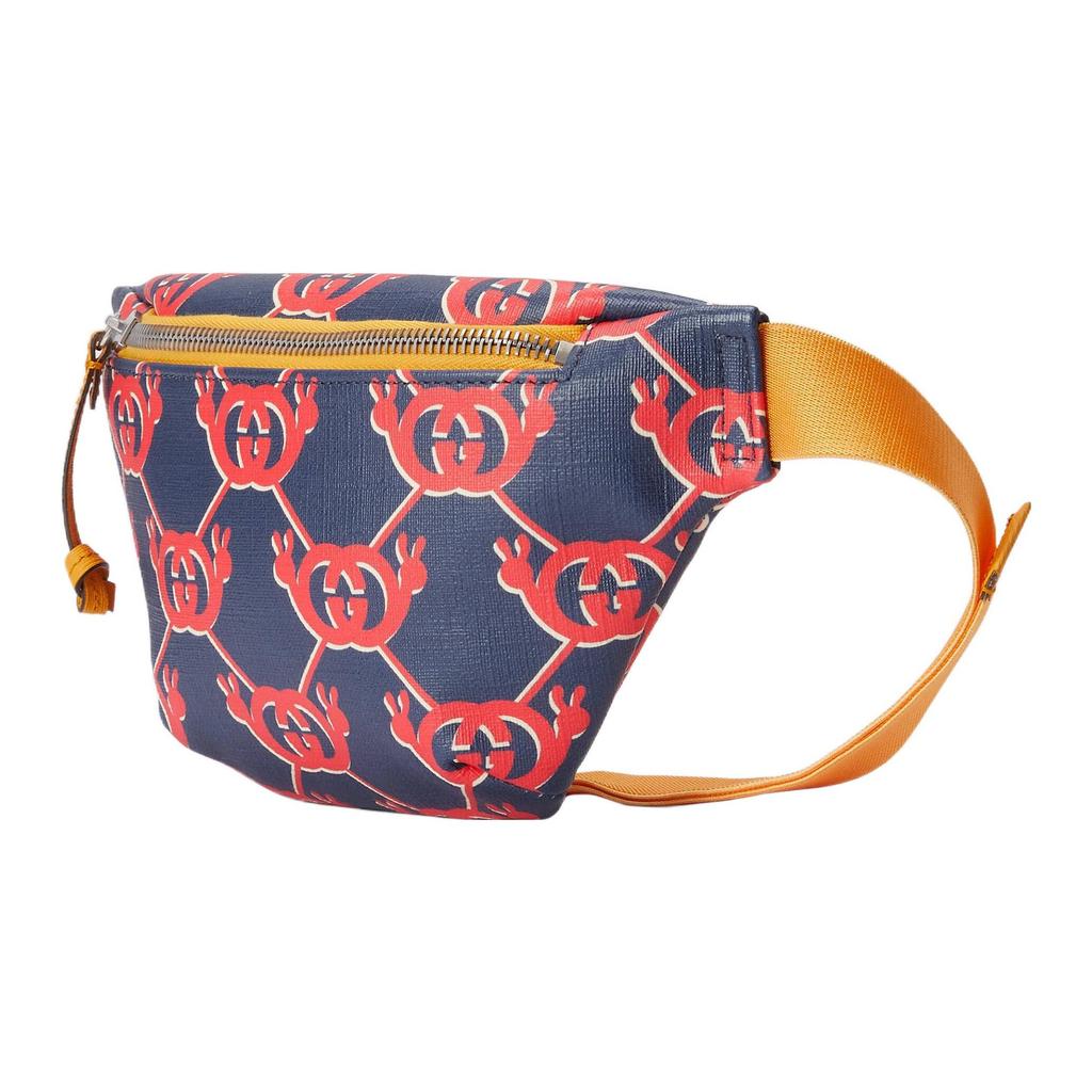 Gucci Gg Snail Print Zipper Canvas Shoulder Crossbody Waist Chest Bag Kids Bags Blue Red 502095-FABBH-4074