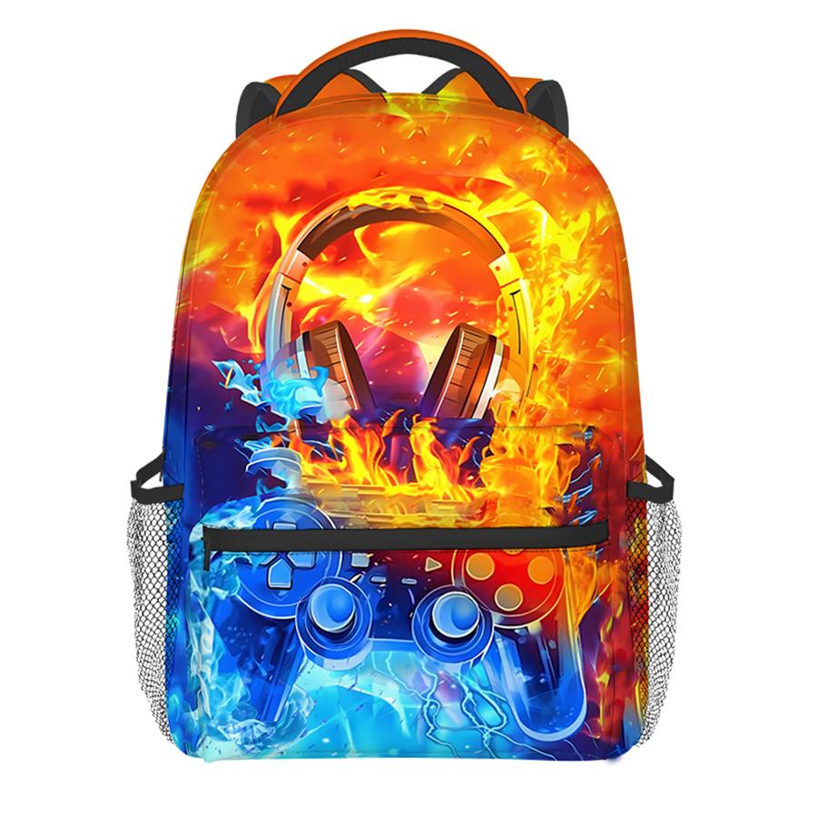 3-delige Set Voetbalprint Vochtbestendig School Dagelijks Rugzak 2D Karton Ronde Maaltijd Tote Etui voor Jongens/Meisjes Beste Cadeaus voor Jongeren Tassen