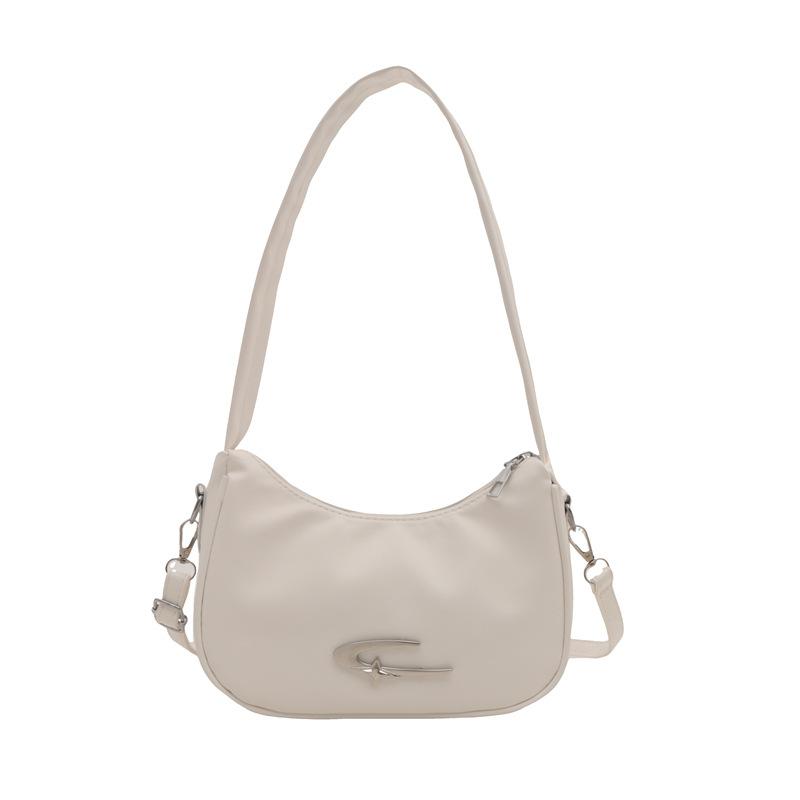 Niche texture underarm bag women, new summer messenger bag feeling cloud silver crescent shoulder bag