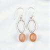 Rare Peach Moonstone Gemstone 925 Sterling Silver Handmade Jewelry Earrings 2" EE-87-29