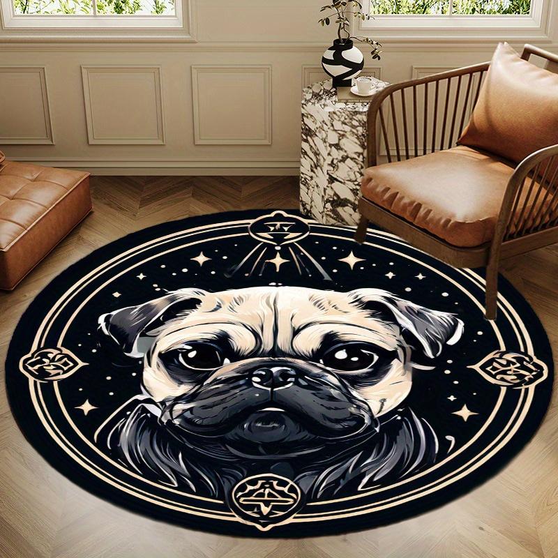 S Shapi Dog Round Rug Nonslip Area Rug Office Chair Mat Carpet For Living Room Bedroom Home Decor