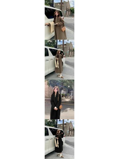 Women's High-End Gray Woolen Trench Coat - Thickened Korean Style Jacket for Autumn Winter