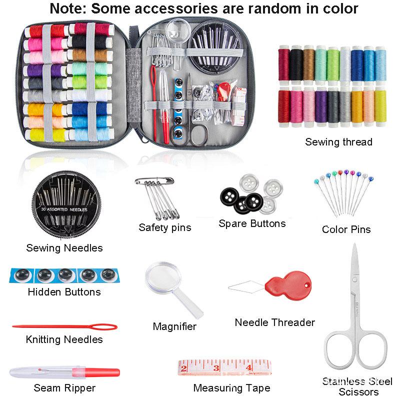 Sewing Kit Complete Set with Threads Needles Scissors Tape Measure Buttons and More for DIY Handcraft Projects Home and Travel