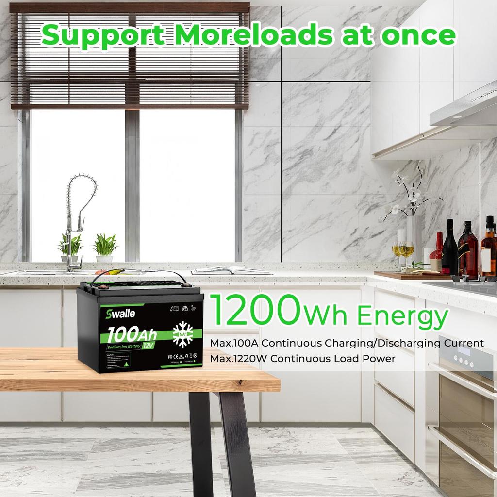 Sodium Ion Storage Battery Swalle 12V 100Ah With Bluetooth Deep Cycle Solar Battery