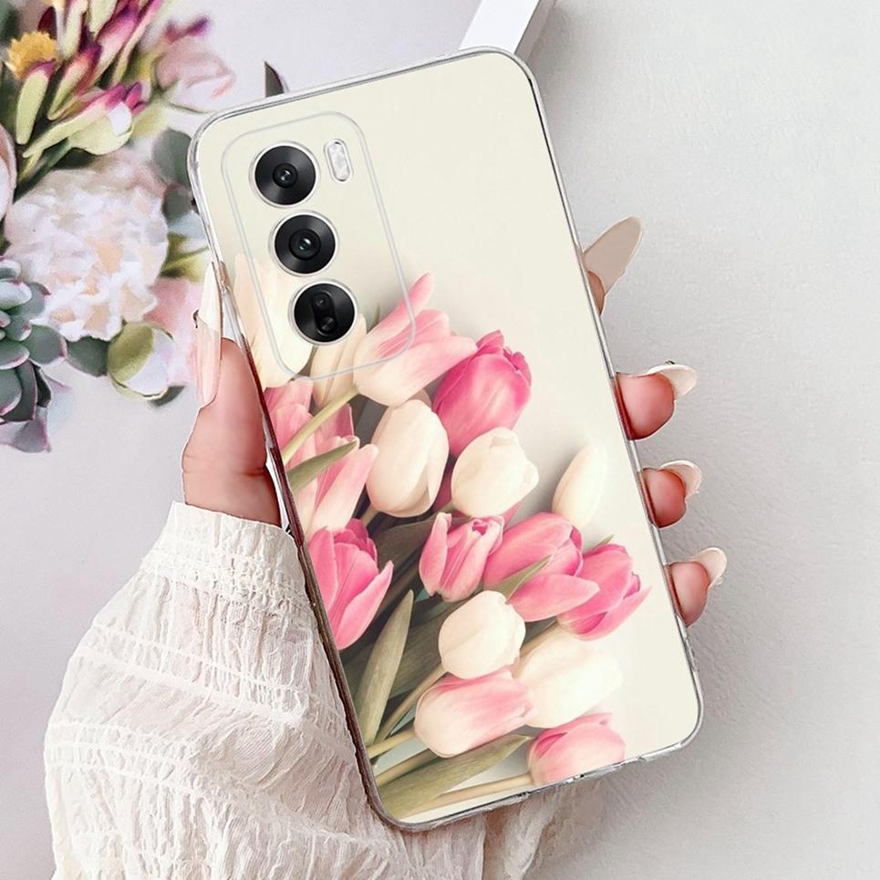For Cover Oppo Reno12 Pro CPH2629 / Reno 12 5G CPH2625 Phone Case Colorful Flower Butterfly Lxuru Women Fashion Soft Siliocne