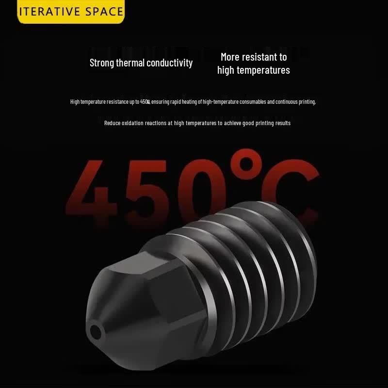 Iterative Space Hardened Steel Detachable 2.0 Nozzles for Bambu Lab 3D Printers (3-Pack)