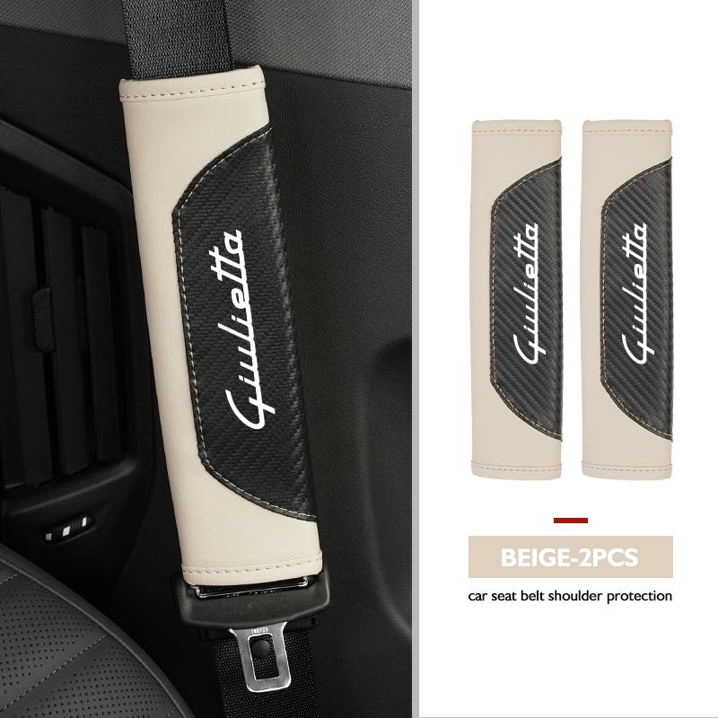 BQVLT1 Car Seat Belt Shoulder Cover Protection Pads Safety Belt Accessories For Alfa Romeo GT Stelvio F1 Brera Volante Tonale Gloria