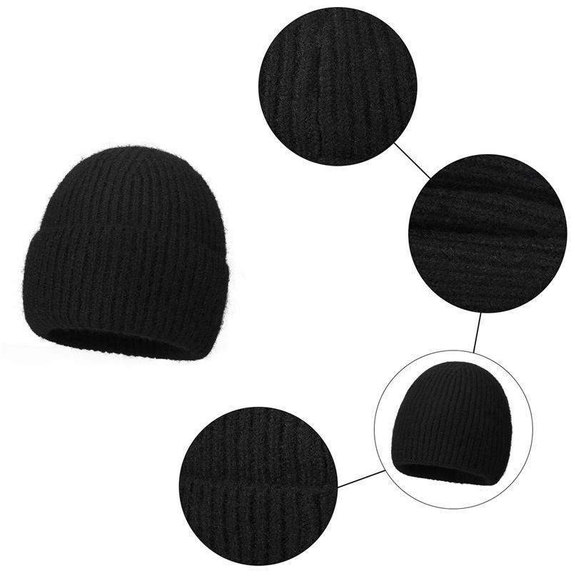 Winter Cashmere Knitted Hat Outdoor Thick Warm Wool Hat Cold-Proof Hat