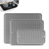 Non Slip Countertop Protector Silicone Dish Drying Mat for Kitchen Sink, Non-Slip Heat Resistant Drain Multi Functional Pad Dishes Pots, Foldable