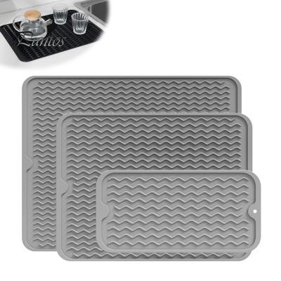 Non Slip Countertop Protector Silicone Dish Drying Mat for Kitchen Sink, Non-Slip Heat Resistant Drain Multi Functional Pad Dishes Pots, Foldable