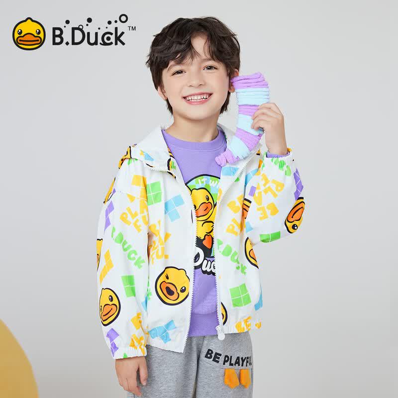 B.Duck Boys' Cartoon Hooded Windbreaker Jacket