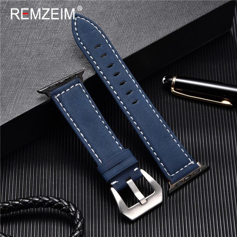 Leather Strap For Apple Watchband 41mm 42mm 38mm Watch Band 4 5 6 7 45mm 44mm 40mm iwatch Belt 3/2/1 Bracelet Black Blue Green