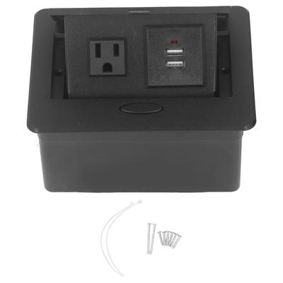 Embedded Desktop Socket with 3 Holes  Outlet Dual USB Ports Power Strip Receptacle  16A
