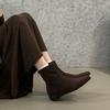 Flat-bottomed French square head short boots women's boots winter 2025 new velvet thin boots